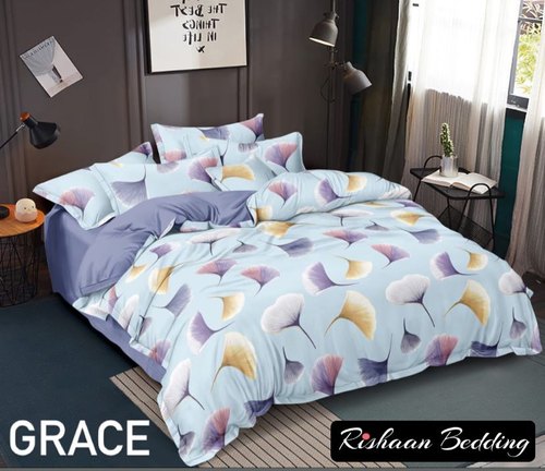 Printed Glace Cotton Bed Sheet, Color : Multi Colored