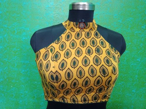 Halter Neck Ajrakh Designer Blouse, Feature : Breath Taking Look, Comfortable, Easily Washable, Fad Less Color
