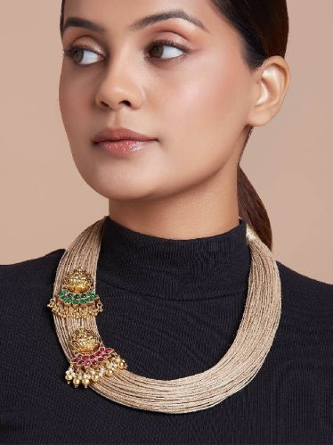 Gold Plated Brass Artificial Necklace Sets, Style : Indian Ethnic