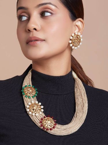 Brass 20gm Designer Gold Plated Imitation Necklaces, Occasion : Wedding Wear, Festive Wear, Ethnic Wear