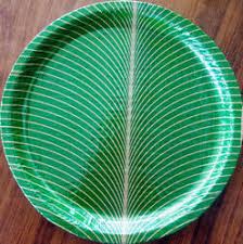 Green Kela Patta Paper Plate, For Serving Food