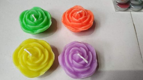 Rose Shape Floating Candle, Color : Multicolor