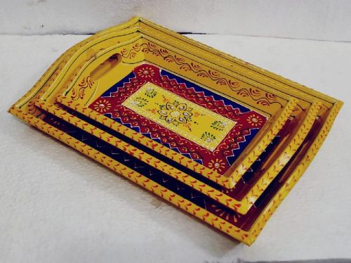 Yellow Colour Set Of 3 PC Serving Tray Set