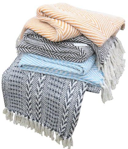 Cotton Throw Blanket, For Double Bed, Technics : Machine Made