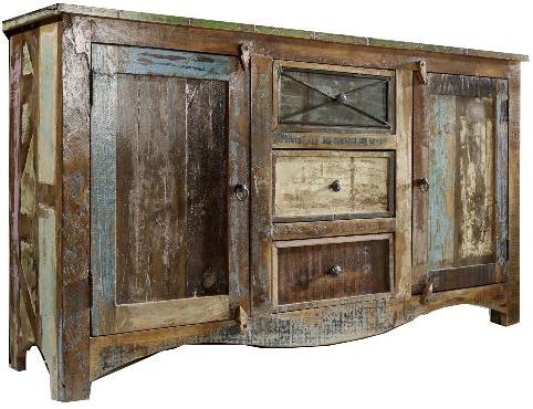 Rectangular 150x38x85 Cm Reclaimed Wood Sideboard, For Home Use