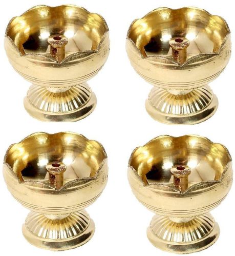 Brass Floral Diya Set Of 4, For Home Decor, Pooja, Color : Golden