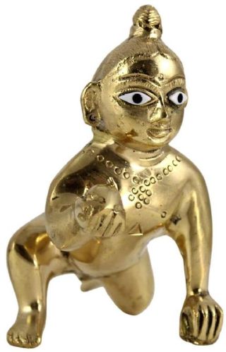 Brass Laddu Gopal Ji Statue, Color : Golden
