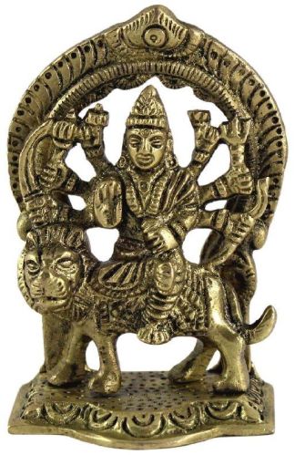 STANLEY Brass Sherawali Mata Statue, Color : Golden