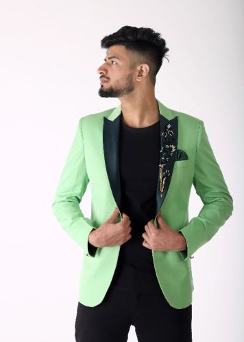 Embroidered Green Color Blazer, Gender : Male