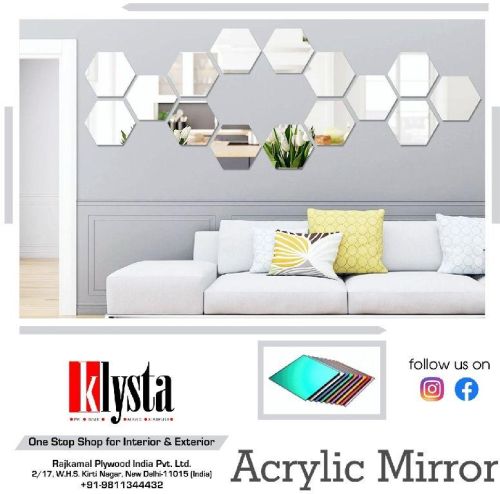 Rectengular Acrylic Mirror Sheet, For Interior Exterior Lighting, Size : 1.5mm