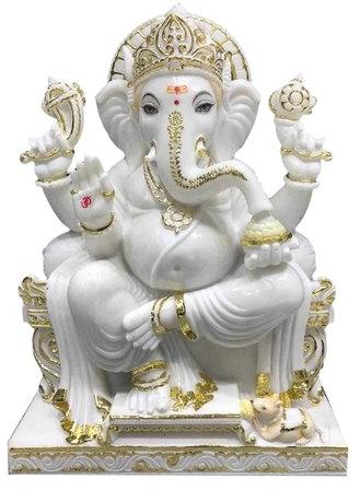 Polished Marble Ganesha Statue, For Dust Resistance, Shiny, Packaging Type : Thermocol Box