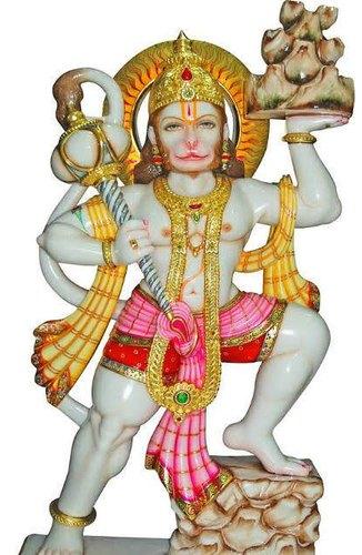 Painted Polished Marble Hanuman Statue, Color : Multicolor