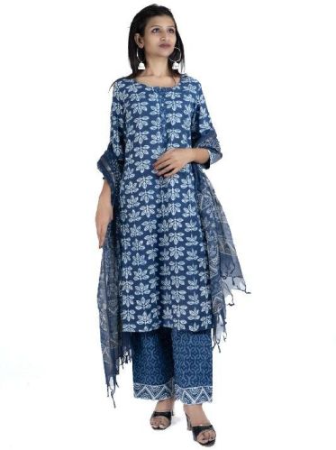 Ladies Cotton Kurta Palazzo With Dupatta, Feature : Comfortable, Easily Washable