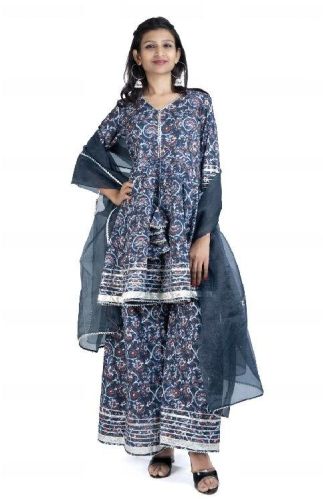 Ladies Flared Kurta Palazzo With Dupatta