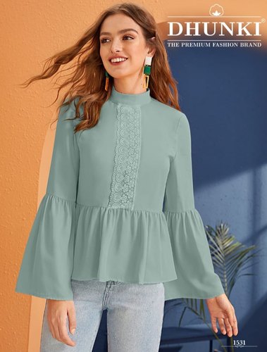 Plain Georgette Girl Western Tops, Size : M, XL, ALL