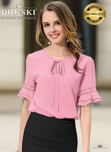 Heavy Georgette Designer Ladies Casual Top, Technics : Machine Made