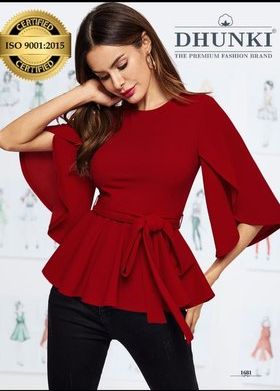 Dhunki Plain Ajanta Ladies Half Sleeves Tops, Feature : Anti-Wrinkle, Comfortable