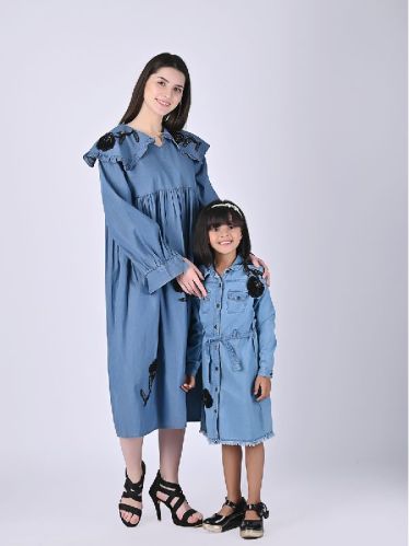 Mother and Daughter Alaia Denim Dress, Feature : Easy Washable