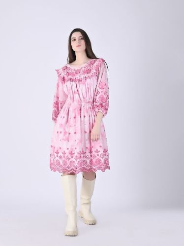 Womens Hana Tie- Dye Embroidery Dress, Occasion : Casual Wear