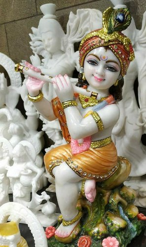 Marble Laddu Gopal Statue, For Worship, Temple, Pattern : Carved