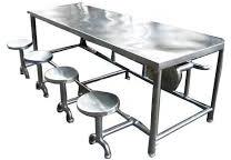Galvanized Stainless Steel Dining Table, For Restaurants, Color : Silver