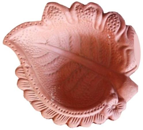 Leaf Shaped Brown Clay Diya, For Decoration, Packaging Type : Plastic Bags, Poly Bags