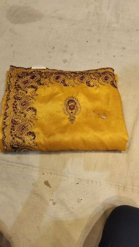 Unstitched Silk Embroidered Saree, Width : 5.5 Meter