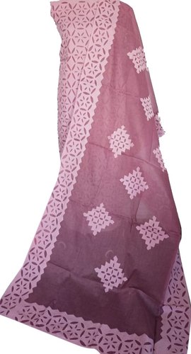 Pink Applique Work Cotton Sarees, For Easy Wash, Dry Cleaning, Anti-Wrinkle, Packaging Size : 2 Pieces