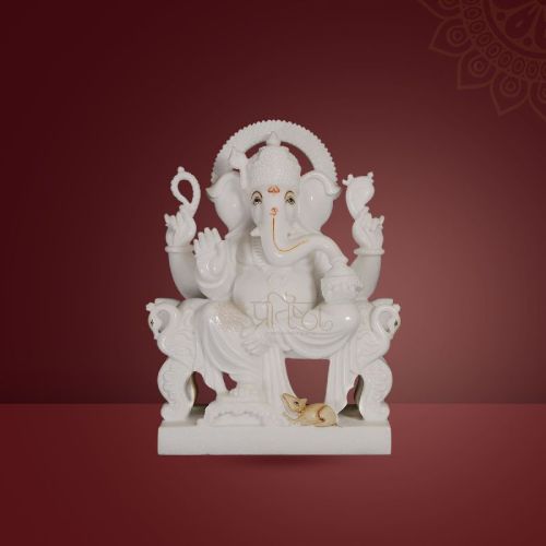 Pratistha Art Marble Ganesh GNP-04, For Worship, Temple, Interior Decor, Office, Home, Gifting