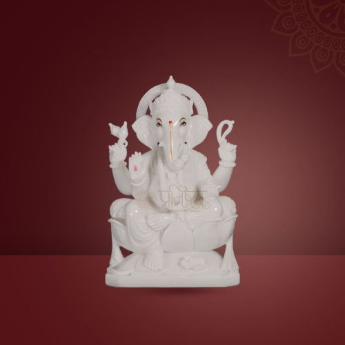 Pratistha Art Marble Ganesh GNP-05, For Worship, Temple, Interior Decor, Office, Home, Gifting