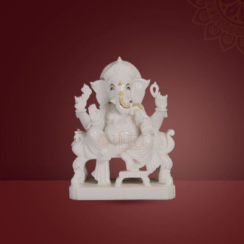 Pratistha Art Marble Ganesh GNP-07, For Worship, Temple, Interior Decor, Office, Home, Gifting