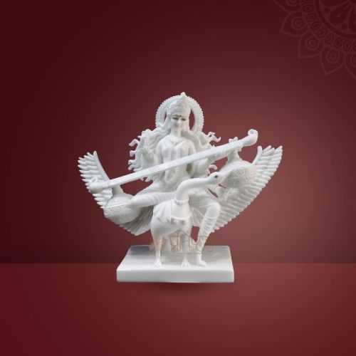 Marble Saraswati Statue, Color : White