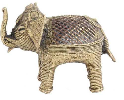 Marble Polished Dokra Elephant Statue, For Gifting, Home Decor, Technics : Machine Made