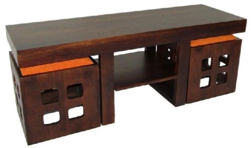 Wooden 2 Seater Coffee Table Set, For Hotel, Home, Specialities : Perfect Shape, Fine Finishing