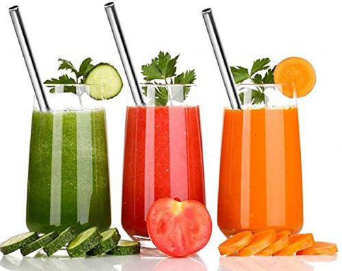 Polished Stainless Steel Straw, Color : Silver