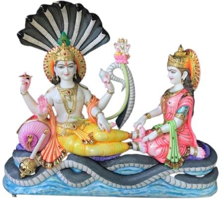 Marble Vishnu Laxmi Shesh Shaiya Statue, For Worship, Temple, Interior Decor, Office, Home, Gifting