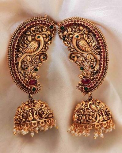 Kayaa Gold Plated Peacock Design Earcuff, Main Stone : Pearl