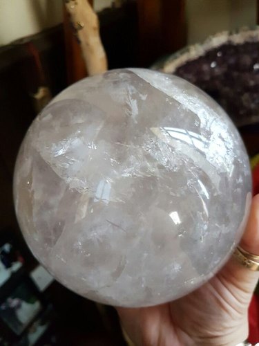 Round Clear Quartz Stone Ball, For Decoration, Pattern : Plain