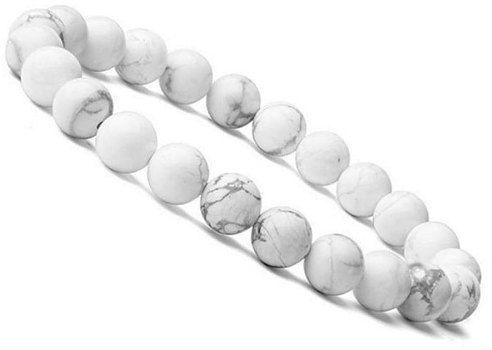 Polished Howlite Stone Bracelet, Gender : Unisex