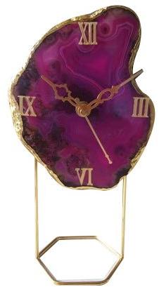 Pink Agate Clock, For Home, Dimension : 3 Inch