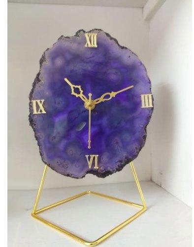 Purple Agate Clock, For Home, Dimension : 4 Inch