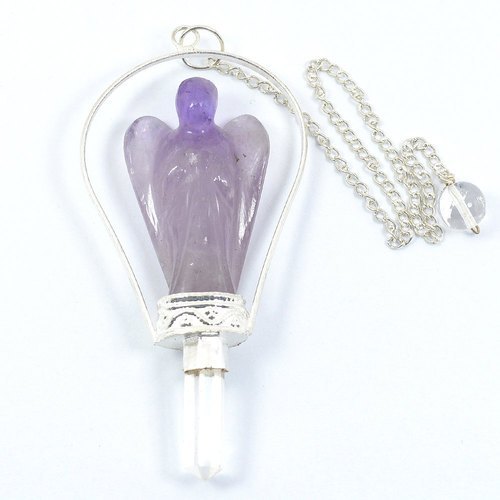 Polished Quartz Angel Pendulum Chain, Color : Purple