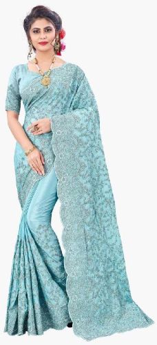 Faux Chiffon Designer Saree, Occasion : Engagement,  Sangeet