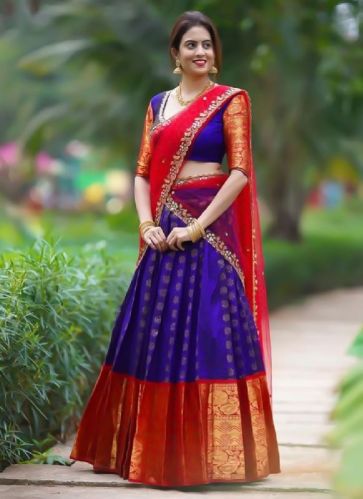 Kanjivaram Silk Lehenga Choli, Occasion : Ceremonial