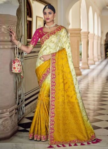 Silk Embroidered Designer Saree, Occasion : Engagement,  Festival,  Sangeet