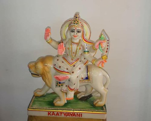 Polished Marble Katyayani Maa Statue, Color : Multicolors