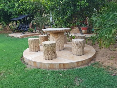 DhDhrangadhra Sandstone Garden Bench