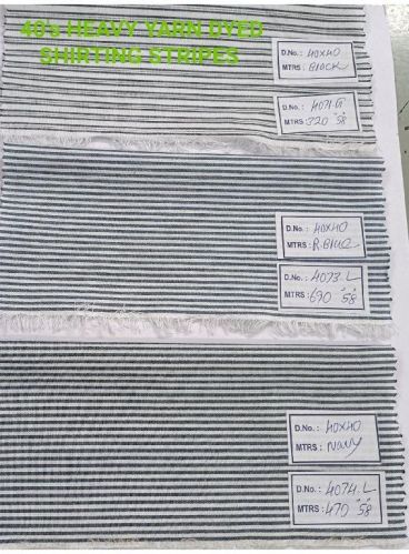 Heavy Yarn Dyed Shirting Stripe Fabric, Fabric Weight : 50-100g/sqm