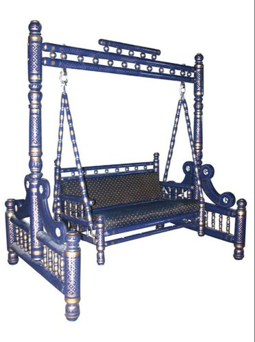 2 Seater Blue Wooden Swing