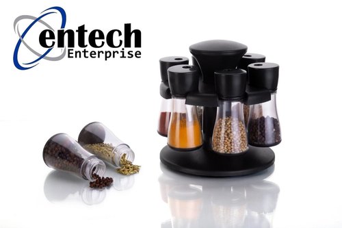 Plastic Revolving Spice Rack, Color : Black